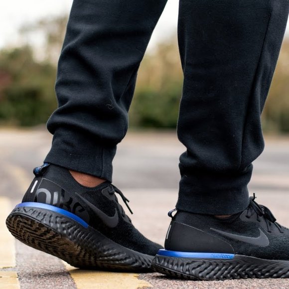 nike epic react flyknit black blue